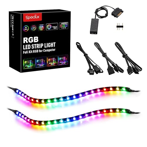 Speclux PC Addressable RGB LED Strip Lights Kit - Magnetic PC Case Lighting, 2PCS 42LEDs ARGB Strip for 5V 3pin RGB Header Motherboard Asus Aura
