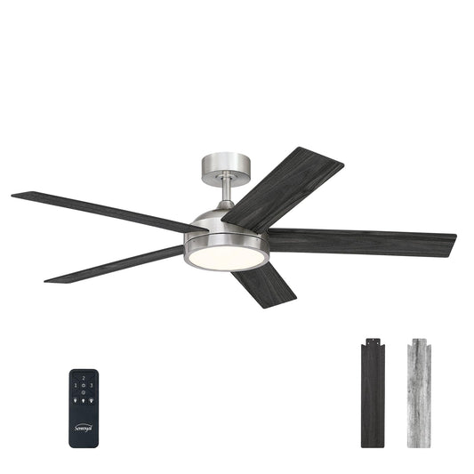 senroyal 54 Inch Ceiling Fan with Light and Remote, Dimmable Modern Farmhouse Ceiling Fan for Living Room, Dining Room, 3 Speed, Reversible Motor