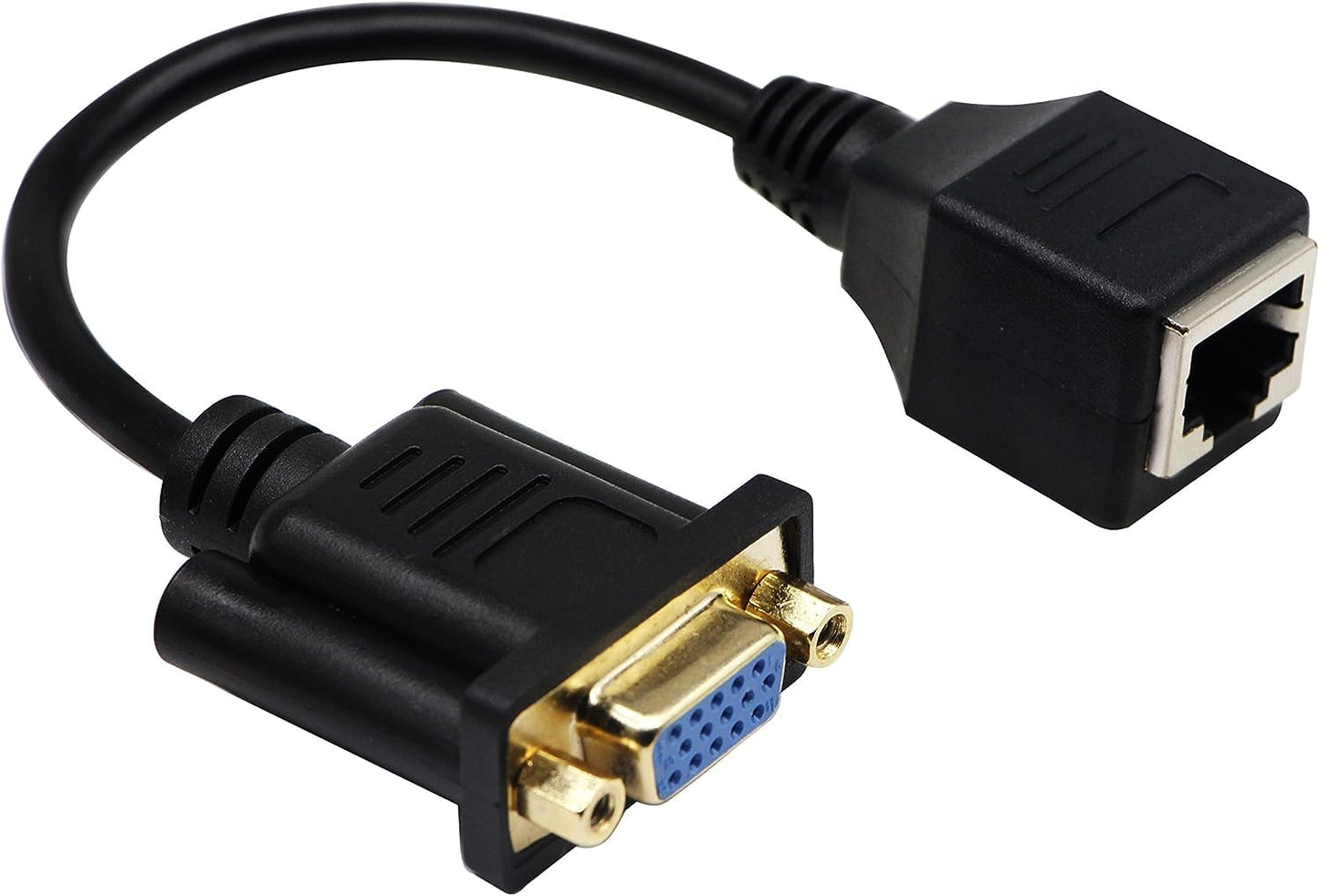 zdyCGTime RJ45 to VGA Cable, VGA 15-Pin Port Female&Male to RJ45 Female Cat5/6 Ethernet LAN Console for Multimedia Video?15CM/6Inch? 2Pack