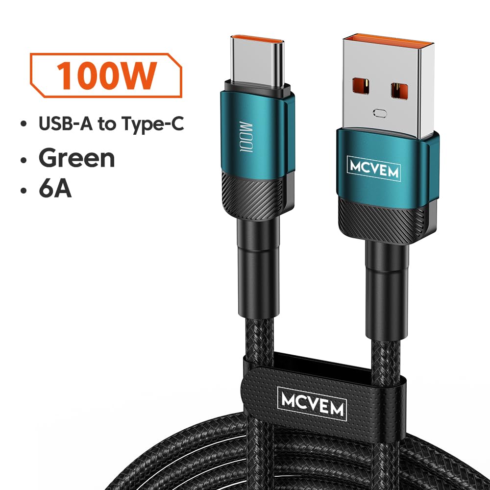 MCVEM 100W USB A to C Fast Charging Data Cable 3.3 Feet USB to USB C Cable for Android Charging, iPad, iPhone 15, Devices with USBC Charging - USBA