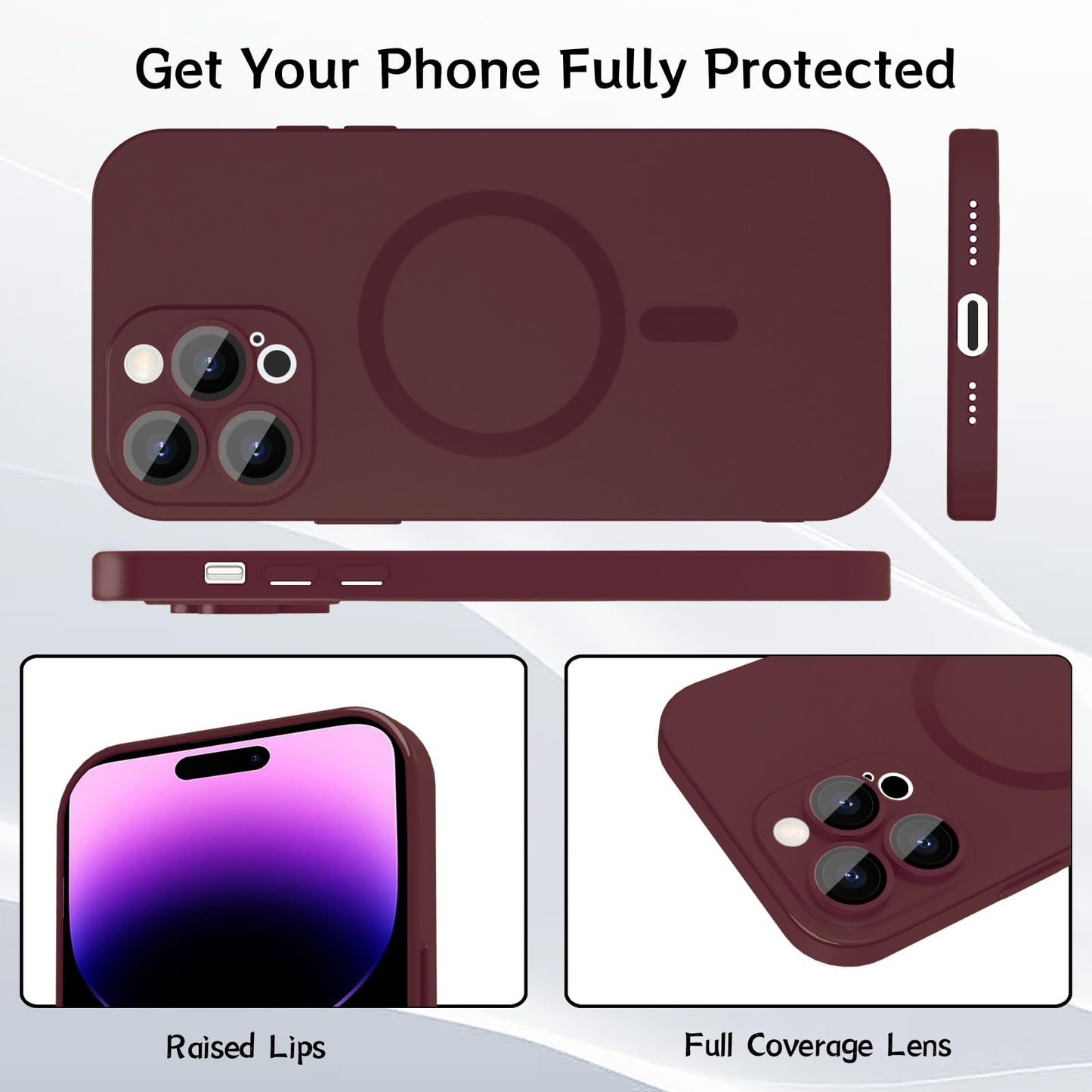 Ankofave Magnetic case for iPhone 14 Pro Max Phone Case for Women, Matte Luxury Soft Metallic Luster Design with Camera Lens Protector, Compatible