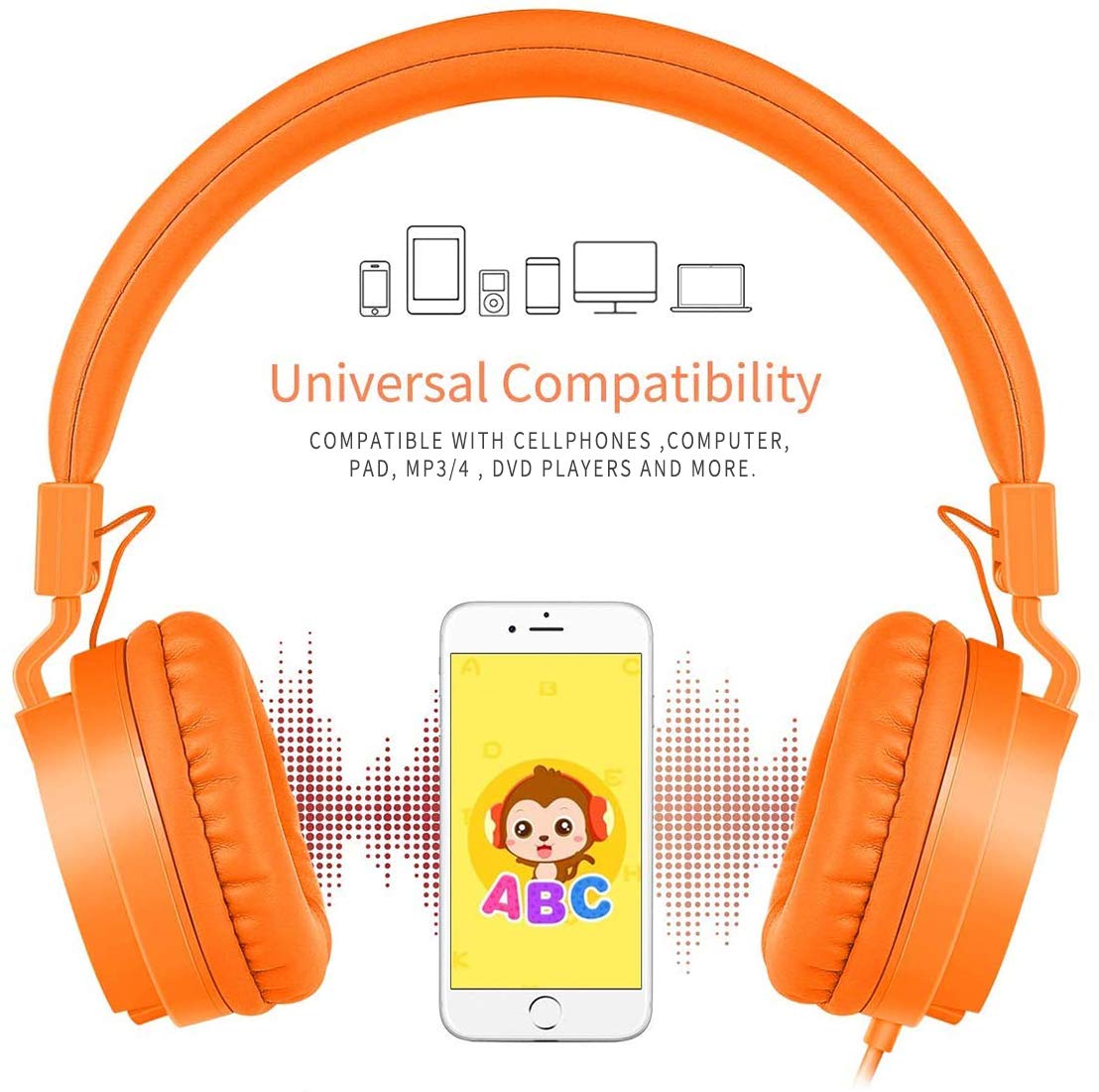 gorsun Kids Headphones, Lightweight Stereo Wired Toddler Headphones，Adjustable Headband Children's Headset for Smartphones Computer Pad…