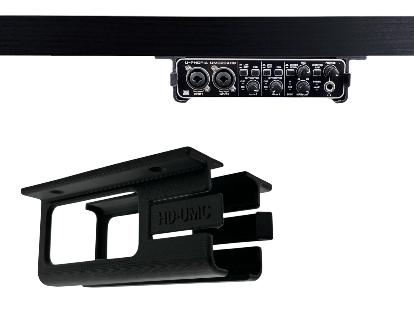 Iron Prints Desk Mount Kit for Behringer UMC202HD, UMC204HD, UMC404HD, UMC22, UM2 - Under Desk Mount Brackets with Reversible Clips - Secure Mounting