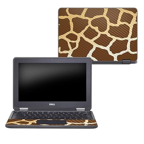 MightySkins Carbon Fiber Skin for Dell Chromebook 11" 3189 - Giraffe | Protective, Durable Textured Carbon Fiber Finish | Easy to Apply, Remove…