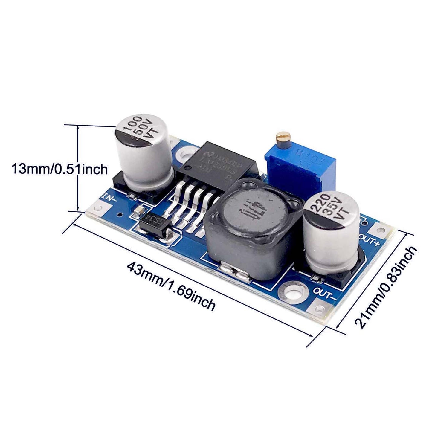 KEAcvise 2-Pack LM2596 DC-DC Buck Converter - Adjustable Step-Down Voltage Regulator 3.2V-40V Input to 1.25V-35V Output (3A Max)