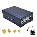 ZkeeShop for Raspberry Pi 4 Aluminum Case with Fan and 4PCS Heatsink Compatible for Raspberry Pi 4 Model B (Not Include Raspberry Pi Board) (Blue)