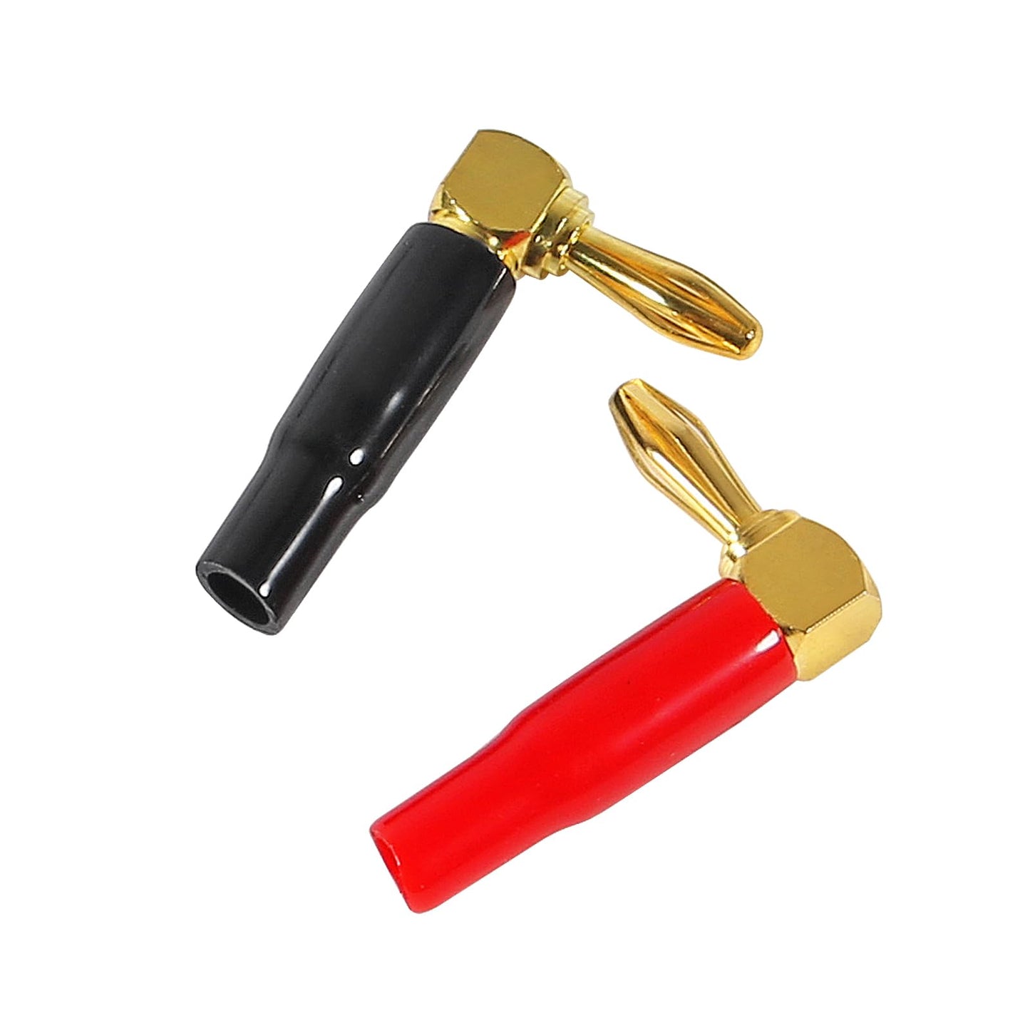 ACEIRMC 20pcs 4mm 0.16" Banana Plugs Right Angle ?90 Degree Speaker Connector Right Angle Banana Plugs for Speaker Wire Audio Connector Adapter (Red