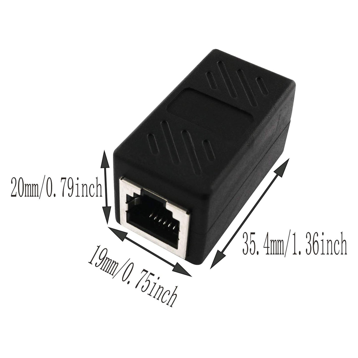AXLIZER 2PCS RJ11 6P4C Inline Coupler Modular Female to Female Straight Telephone Extension Cable Cord Coupler Adapter Jack, Black