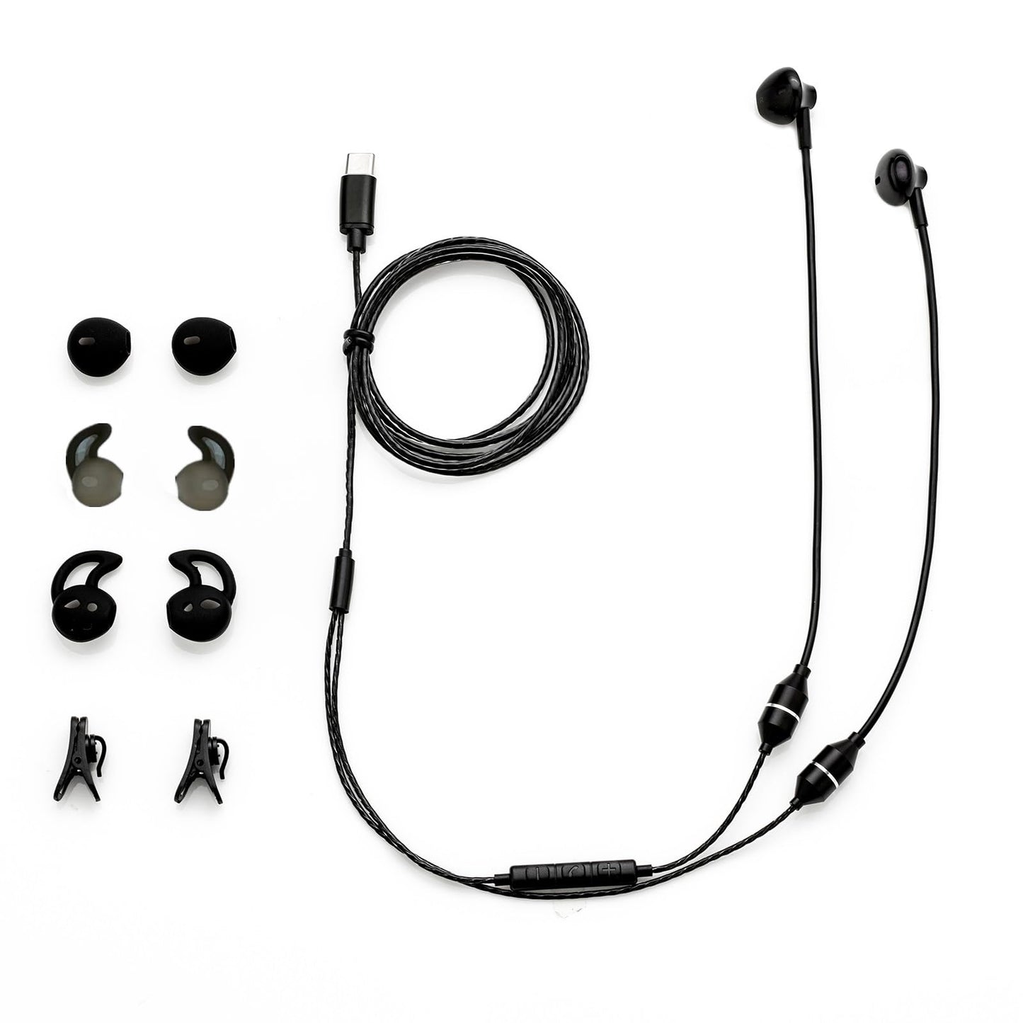 Sanxir Air Tube Headphones, Anti-EMF headsets with USB-C Jack, Air Tube Earphones with Radiation Protection, Volume Control, Comfortable Fit. (Black)