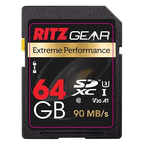 Ritz Gear 64GB High-Speed SDXC UHS-I SD Card, C10, U3, V30, Full-HD & 4K Memory Card