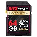 Ritz Gear 64GB High-Speed SDXC UHS-I SD Card, C10, U3, V30, Full-HD & 4K Memory Card
