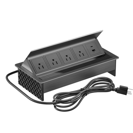 DEMER Conference Table Power Outlet PD18W Type-C Fast Charging Table Hub Connection Box with 4AC Outlets and USB Port for Conference Room Kitchen