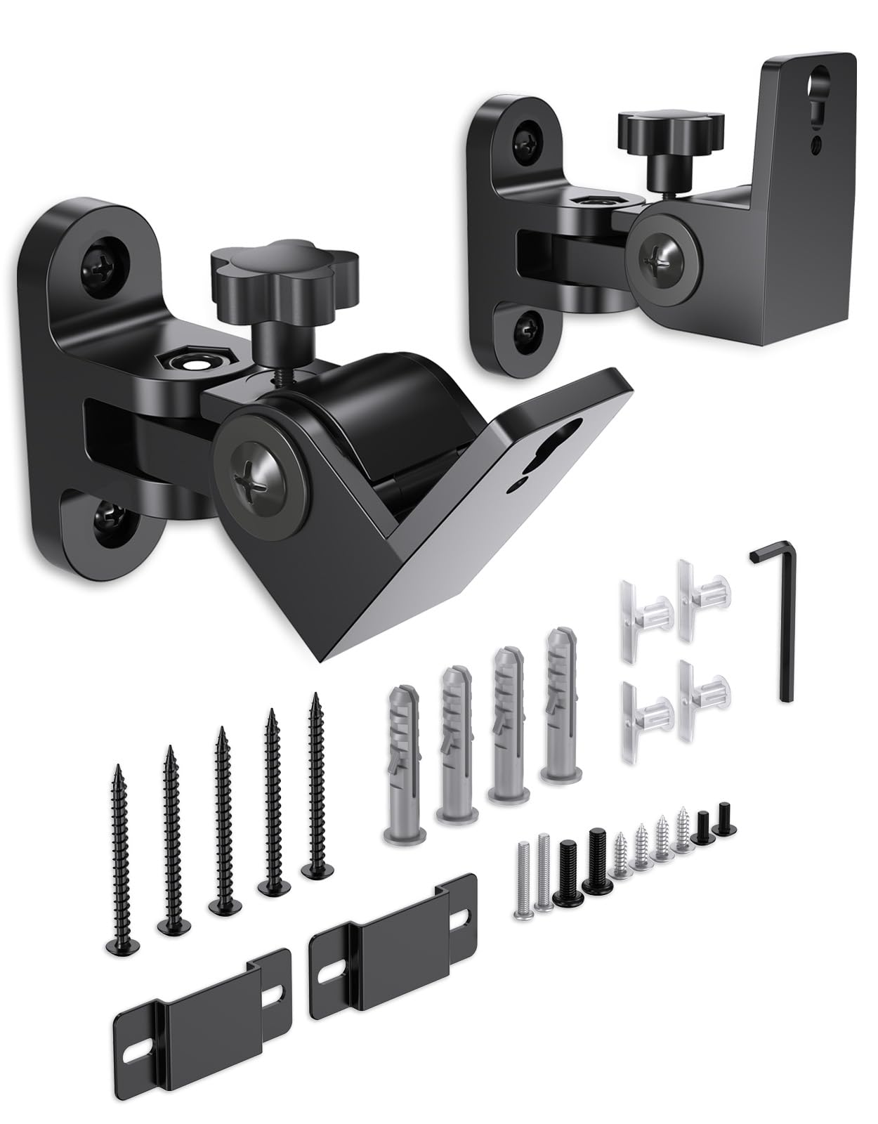 Speaker Wall Mounts, 2 Packs Universal Mounting Bracket for Small Bookshelf Speakers, Vertical 120°, Horizontal 180°Adjustment, Compatible with Bose