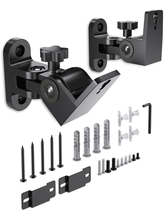 Speaker Wall Mounts, 2 Packs Universal Mounting Bracket for Small Bookshelf Speakers, Vertical 120°, Horizontal 180°Adjustment, Compatible with Bose