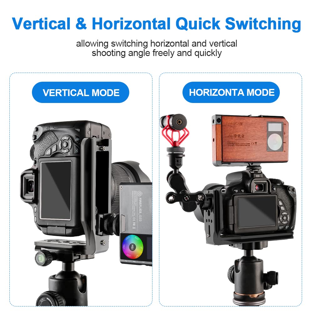 (Real Single One) DSLR Camera L Bracket Quick Release Plate Vertical Horizontal Switching Tripod Compatible with Canon Nikon Sony DJI Ronin Zhiyun