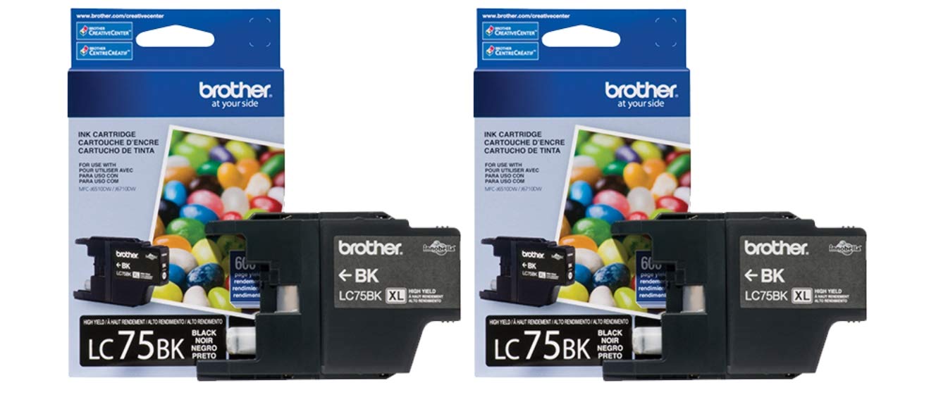 Brother LC752PKS OEM Ink - MFCJ280W J425W J430W J435W J625DW J825DW J835DW J5910DW J6510DW J6710DW J6910DW High Yield Black Ink Twin Pack (2 Pack