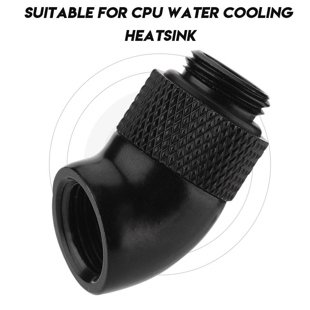 G1/4" PC Thread Water Cooling Rotary Adapter 45 Degree Bend Angle Rotating Water Cooled Elbow Rotary Fitting Adapter for CPU Water Cooling Heatsink