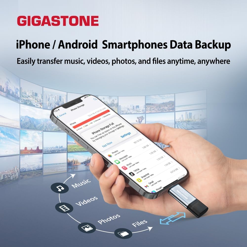 Gigastone Duo Go USB-A+C 1TB Dual External Portable SSD 500MB/s Glossy Surface, Supports Apple 4K 60fps ProRes HDR Video Recording USB3.2 Gen 2