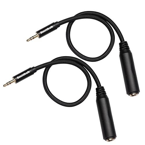 Smithok 2 Pack 3.5mm to 1/4 inch Female Headphone Adapter, Quarter 1/4 inch 6.35mm Stereo Female Jack to 1/8 inch 3.5mm Male Audio Adapter