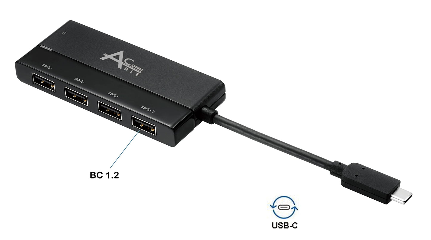 Ableconn USBC-4APD USB-C 4-Port USB 3.0 Hub with Power Delivery (PD)