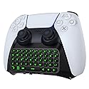 MoKo Keyboard for PS5 Controller with Green Backlight, Bluetooth Wireless Mini Keypad Chatpad for PlayStation 5, Built-in Speaker & 3.5mm Audio Jack