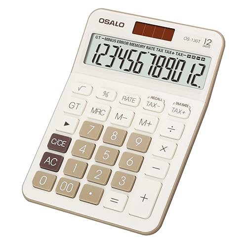 Pendancy 12 Digit Office Calculator Desktop with Tax+/- for Advanced Tax Calculation, Large LCD Display Big Buttons, Dual Power Durable Portable