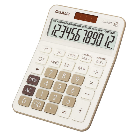 Pendancy 12 Digit Office Calculator Desktop with Tax+/- for Advanced Tax Calculation, Large LCD Display Big Buttons, Dual Power Durable Portable