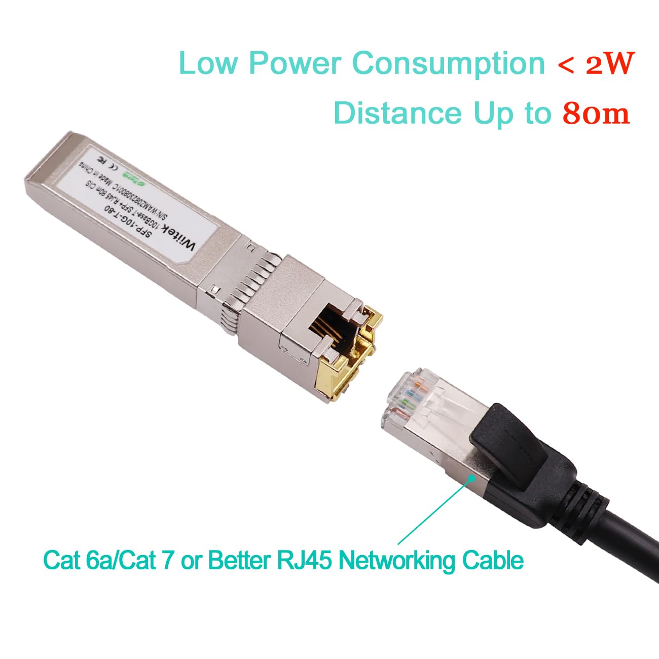 Wiitek 80 Meters, 10Gbps SFP+ to RJ45 Modules, 2.5G/5G/10GBase-T Ethernet RJ45 to SFP+ Transceiver, Compatible for Cisco SFP-10G-T-X, Ubiquiti