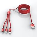 Multi 3 in 1 USB Long iPhone Charging Cable, 1.8M/5.9Ft Nylon Braided Universal Phone Charger Cord USB C/Micro USB/Lightning Connector Adapter