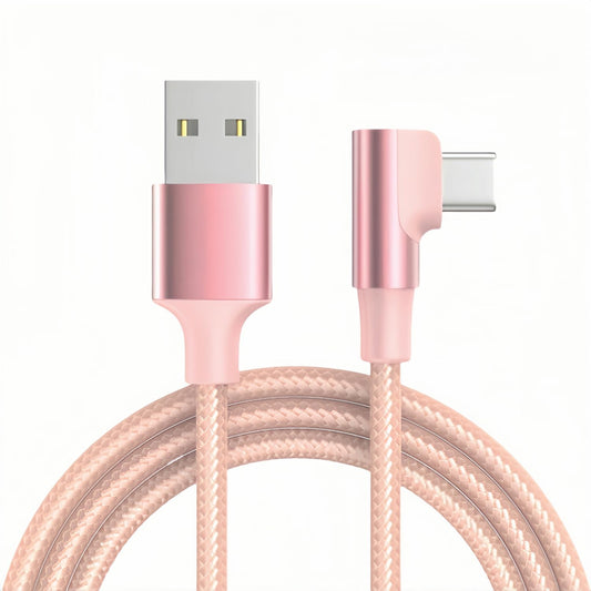 Right Angle USB C Cable, Type C 90 Degree Cable, Braided USB Type C Long Cord Fast Charging Sync Cable for Galaxy S25 S24 S23 Note 20 A16 A15 Google