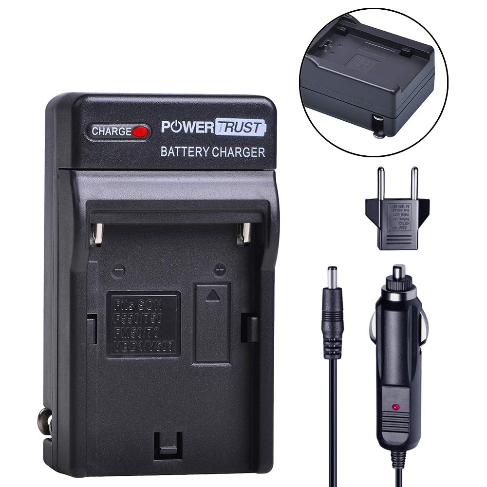 PowerTrust 2-Pack NP-FM50 NP FM50 Battery and Fast Charger for Sony NP-FM30 NP-FM51 NP-QM50 NP-QM51 TRV280 TRV350 TRV250 TRV19 TRV22 TRV27 TRV33