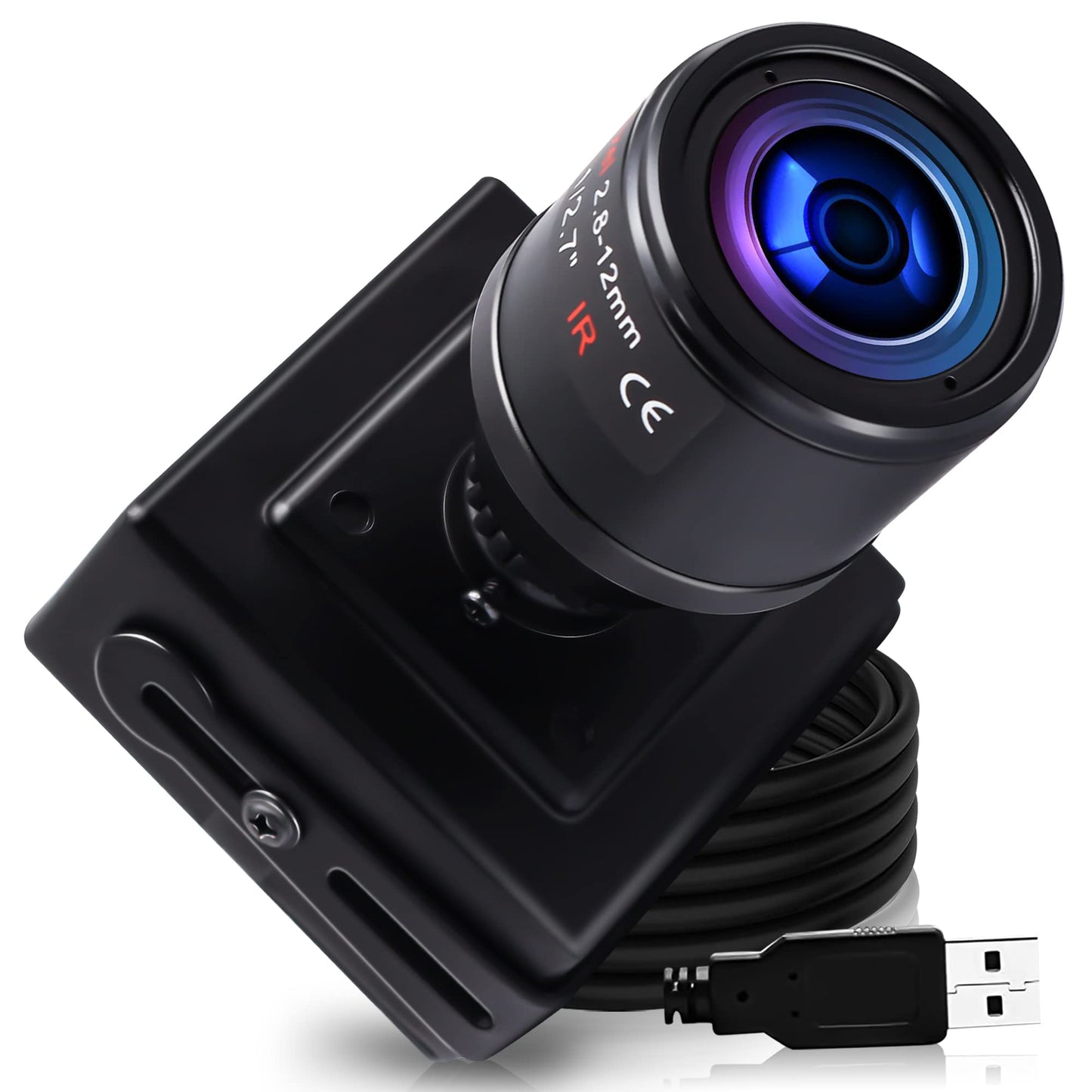 ELP USB Camera with Zoom Lens 2.8-12mm Manual Focus Webcam, 1.3MP Low Illumination Varifocal 960P AR0130 4X Zoom, Mini Variable Focus Computer Camera