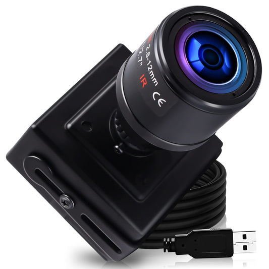 ELP USB Camera with Zoom Lens 2.8-12mm Manual Focus Webcam, 1.3MP Low Illumination Varifocal 960P AR0130 4X Zoom, Mini Variable Focus Computer Camera