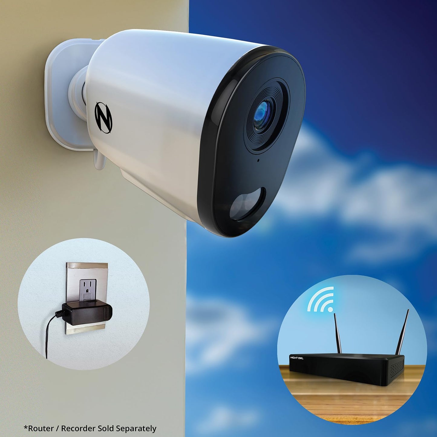 Night Owl Plug-in AC Powered Wi-Fi 4K HD Indoor/Outdoor Deterrence Camera with 2-Way Audio (1 Camera)