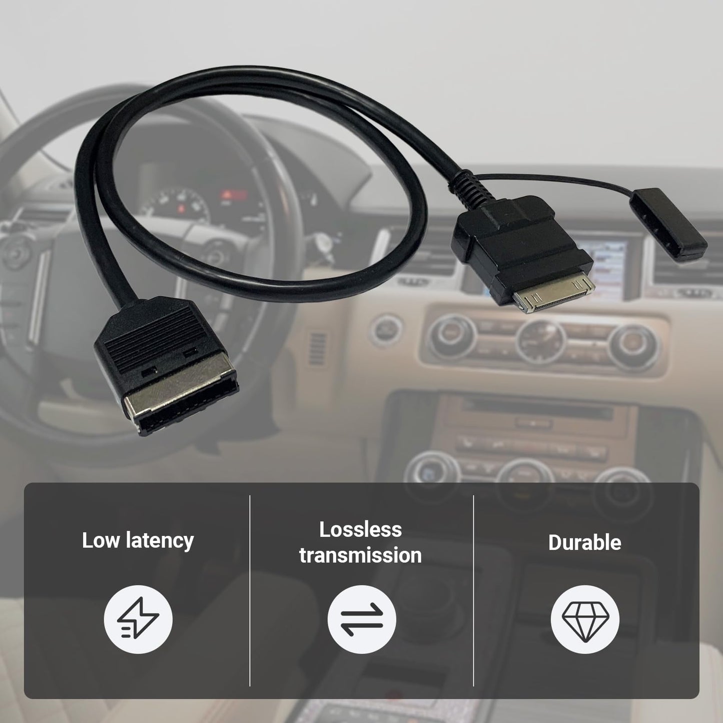 LODMOD Car Aux Cable Audio Adapter Interface for Pod Pad 4 30 Pin Connector Fit for Selected Models of Range Rover Jaguar (A)