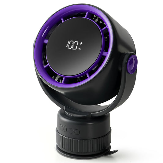 Sowmow Desk Fan - 120° Oscillating Portable Table Fan, Rechargeable Wall Mount Air Circulator with Twist-Lock Suction Cup for Kitchen, Bathroom