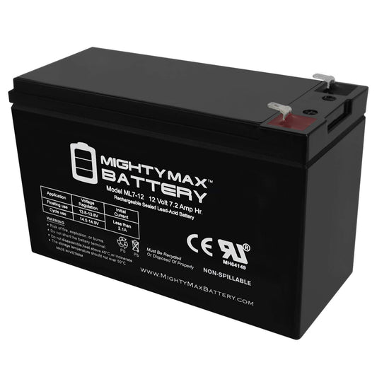 Mighty Max Battery ML7-12 - 12 VOLT 7.2 AH SLA F1 TERMINAL BATTERY - Mighty Max Battery brand product, black (Pack of 1)