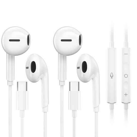 2 Pack USB C Headphones for iPhone 17 16 15, Type C Earphones with Microphone Volume Control USB C Wired Earbuds，for 17 Pro Max iPad Plus，USB Type C…