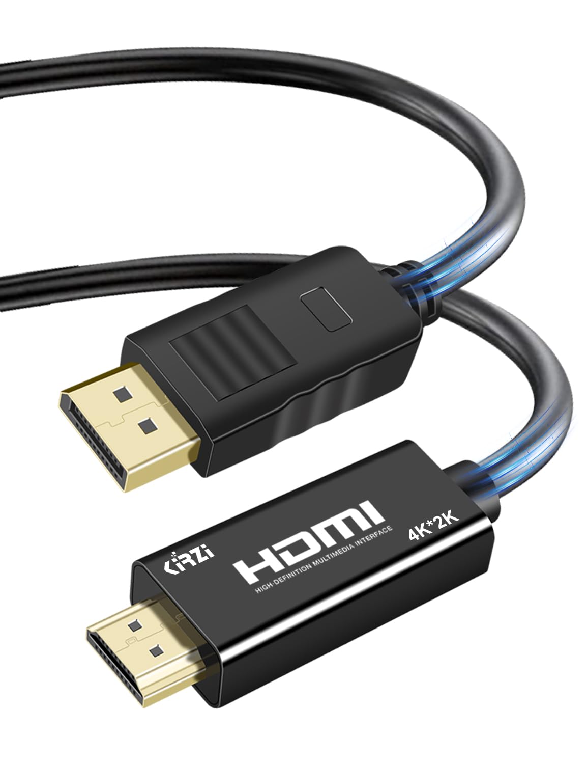 Kirzi 4k DisplayPort (Sources) to HDMI (Display) Cable, Uni-Directional DP to HDMI Cord Compatible for DP Source to HDMI Display (15ft)