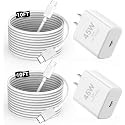 [Apple MFi Certified] iPhone 17 16 15 Pro Max Charger Fast Charging, 2 Pack Apple 45W USB C Super Fast Charger Block with 10FT Extra Long Type C