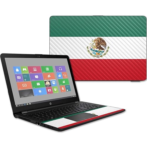 MightySkins Carbon Fiber Skin for HP 15T Laptop 15.6" (2017) - Mexican Flag | Protective, Durable Textured Carbon Fiber Finish | Easy to Apply…