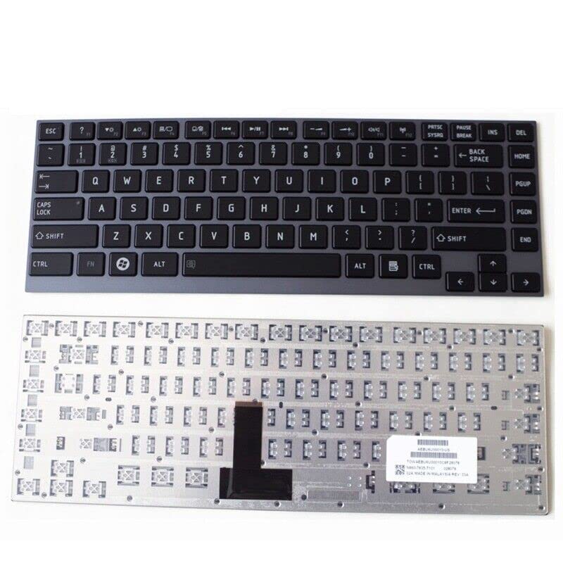 New Laptop Keyboard with Silver Frame & Backlit Replacement for Toshiba portege Z930 Z935, US Layout Black Color