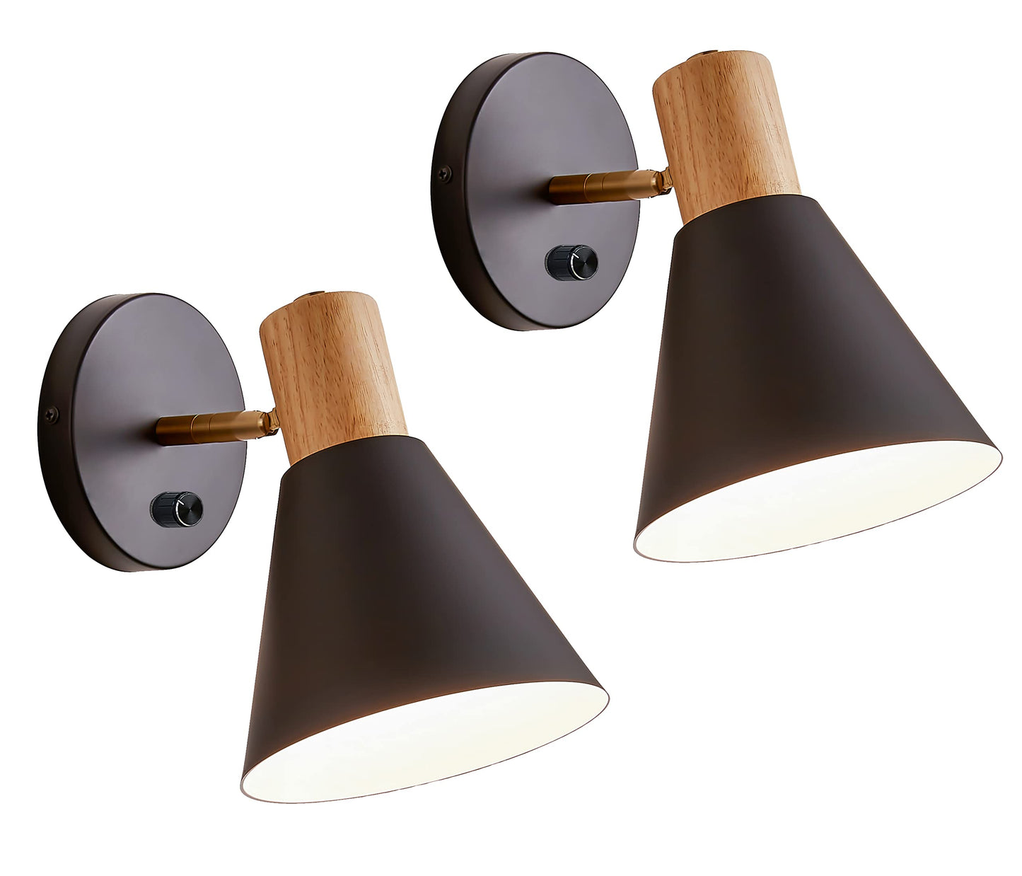 ClanKin Wall Sconces, Modern Nordic Design, 2 Pack-Black, E26, Rotateable, Industrial Bathroom Bedroom Lighting Fixture, Wall Mounted