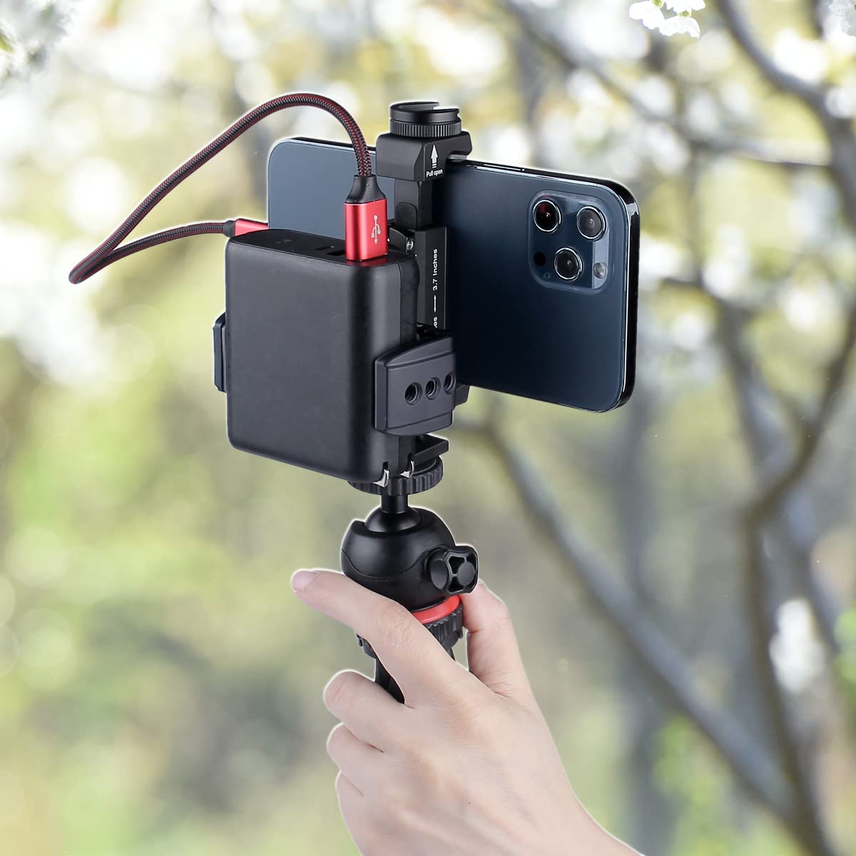 ARNARKOK Power Bank Clamp Holder,Camera Cage,with 1/4" Screw,Cold Shoe Mount,Phone Holder Clip [Thick Case & Big Phones Friendly],Radar Detector Mount