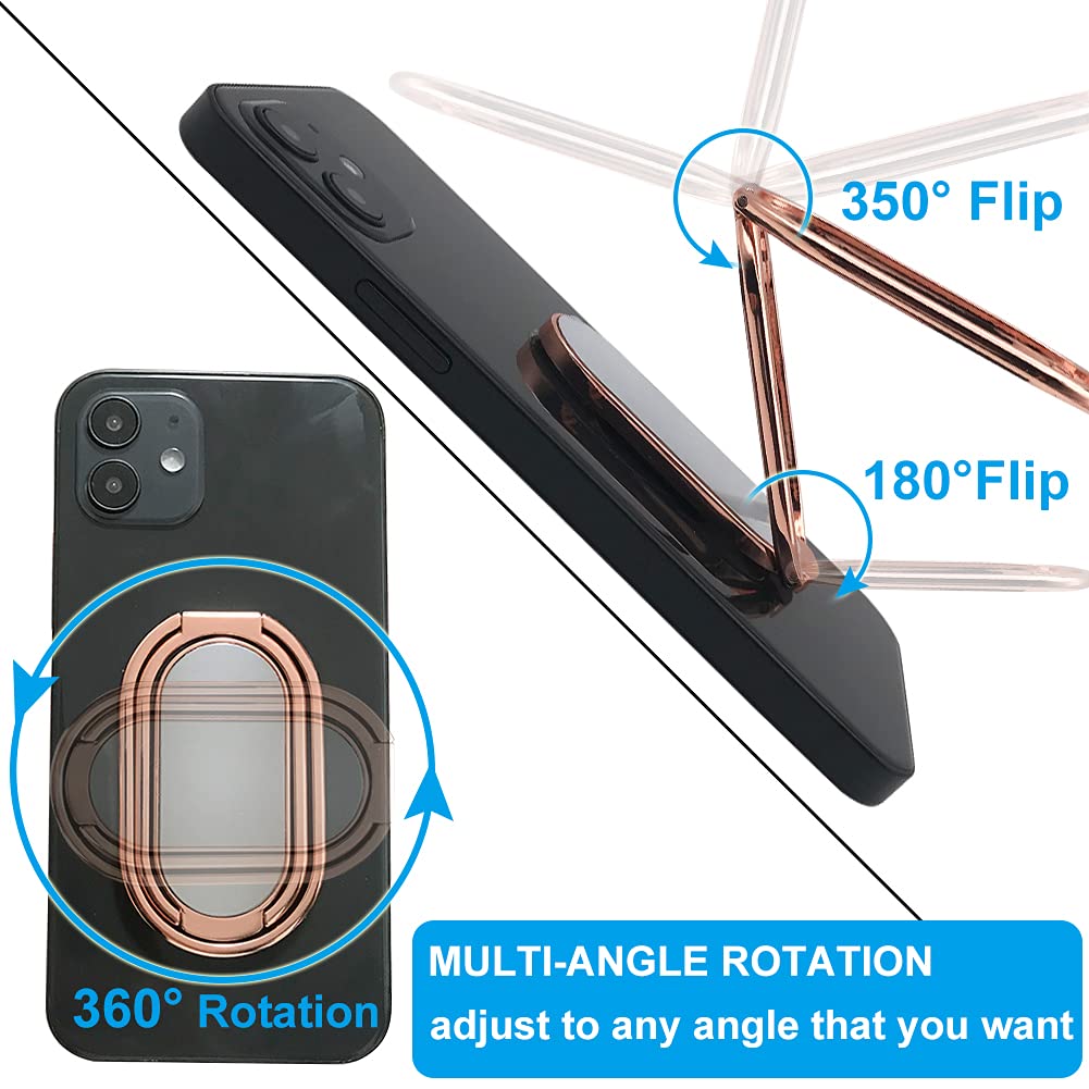 Cell Phone Ring Holder Finger Kickstand, CLZWiiN Foldable 360° Rotation Cellphone Stand for Desk, Office Desktop, Magnetic Car Mount, Metal