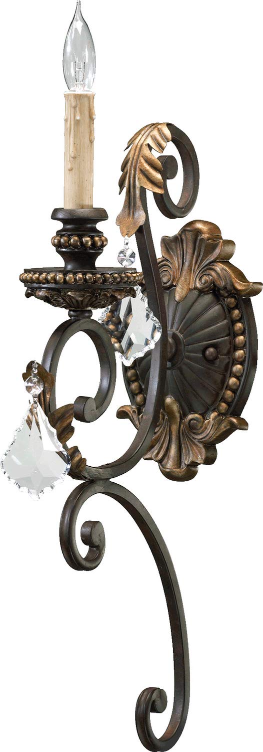 Quorum 5357-1-44 Crystal Accents One Light Wall Mount from Rio Salado Collection in Bronze/Dark Finish,