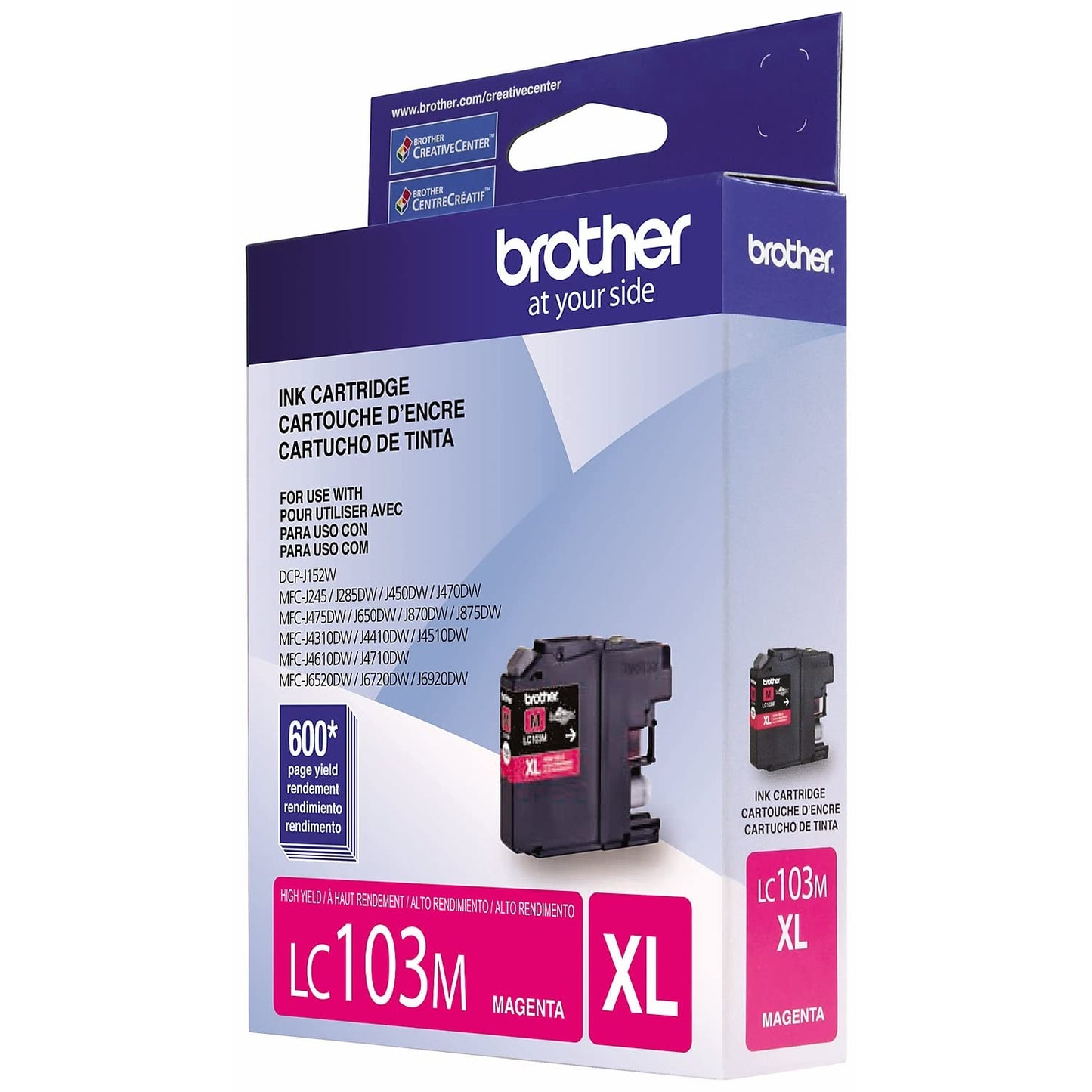 Brother LC-103M DCP-J132 J152 J171 J4110 J552 J752 MFC-J245 J285 J4310 J4410 J450 J4510 J870 J875 Ink Cartridge (Magenta) in Retail Packaging (LC103M)