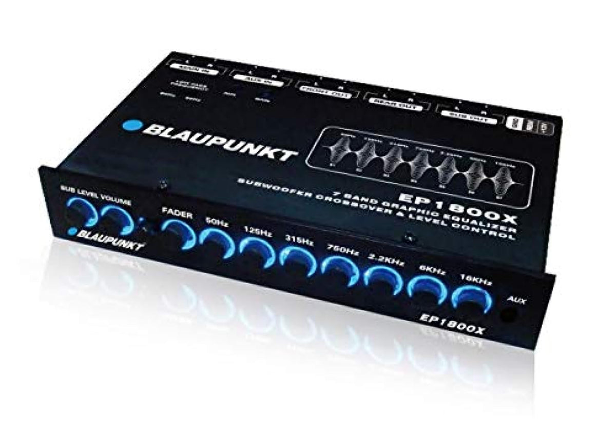 Blaupunkt EP1800X 7-Band Car Audio Graphic Equalizer with Front 3.5mm Auxiliary Input, Rear RCA Auxiliary Input and High Level Speaker Inputs