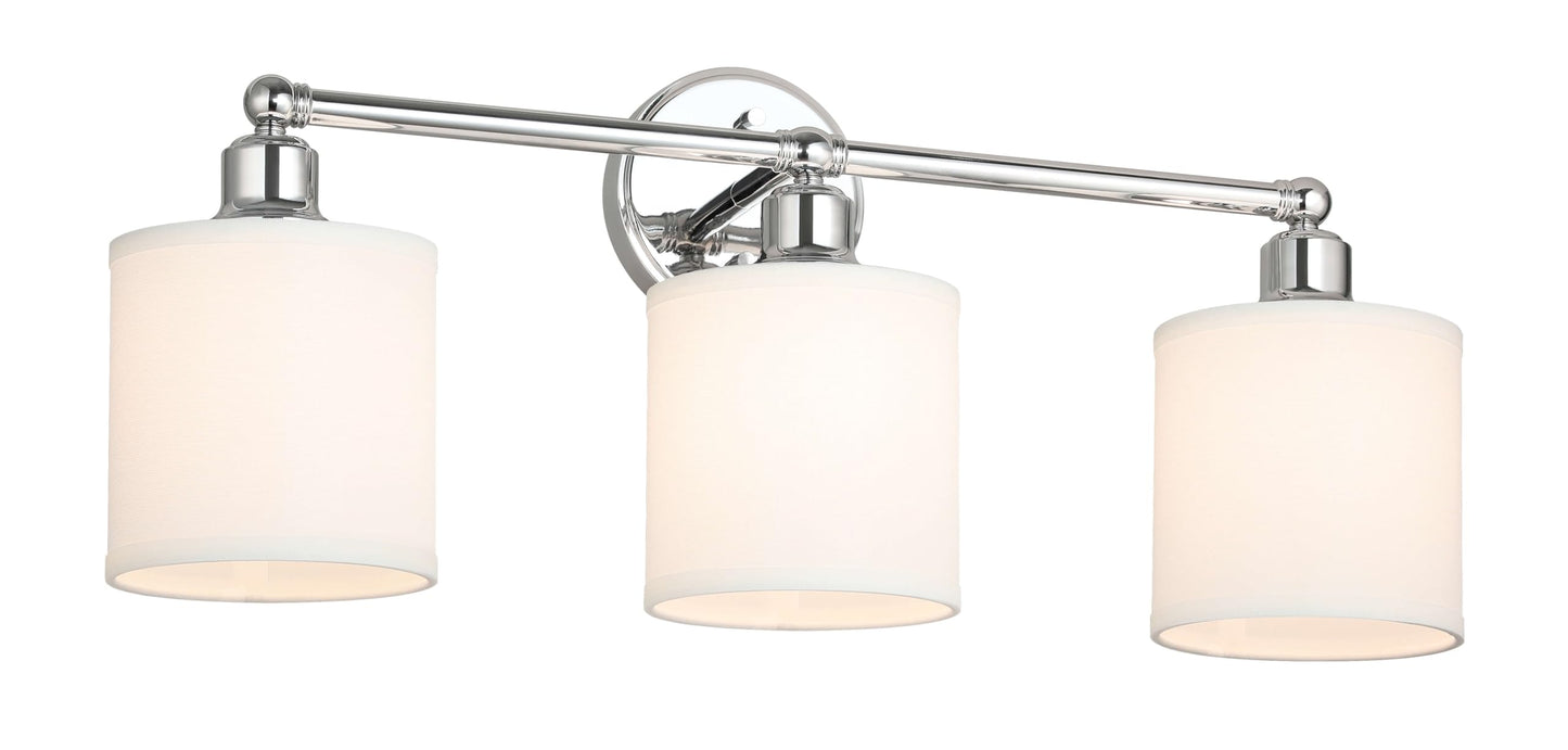 XiNBEi Lighting Wall Light, Bathroom Vanity Light with Fabric Shade, 3 Light Wall Fixture Chrome Finish for Bathroom XB-W1214-3-CH