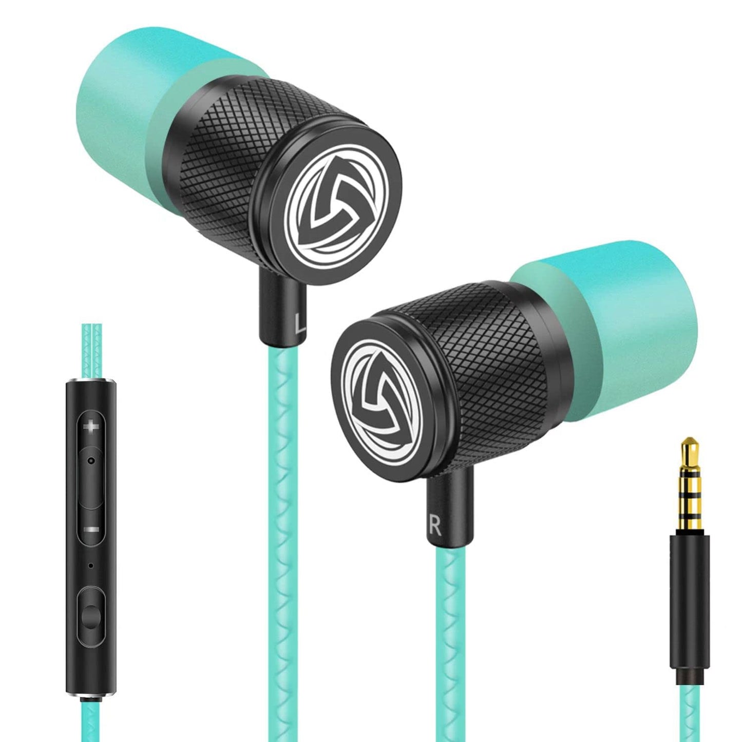 LUDOS Ultra Wired Earbuds in-Ear Headphones, 5 Years Warranty, Earphones with Mic, Noise Isolating Ear Buds, Memory Foam for iPhone, Samsung, School
